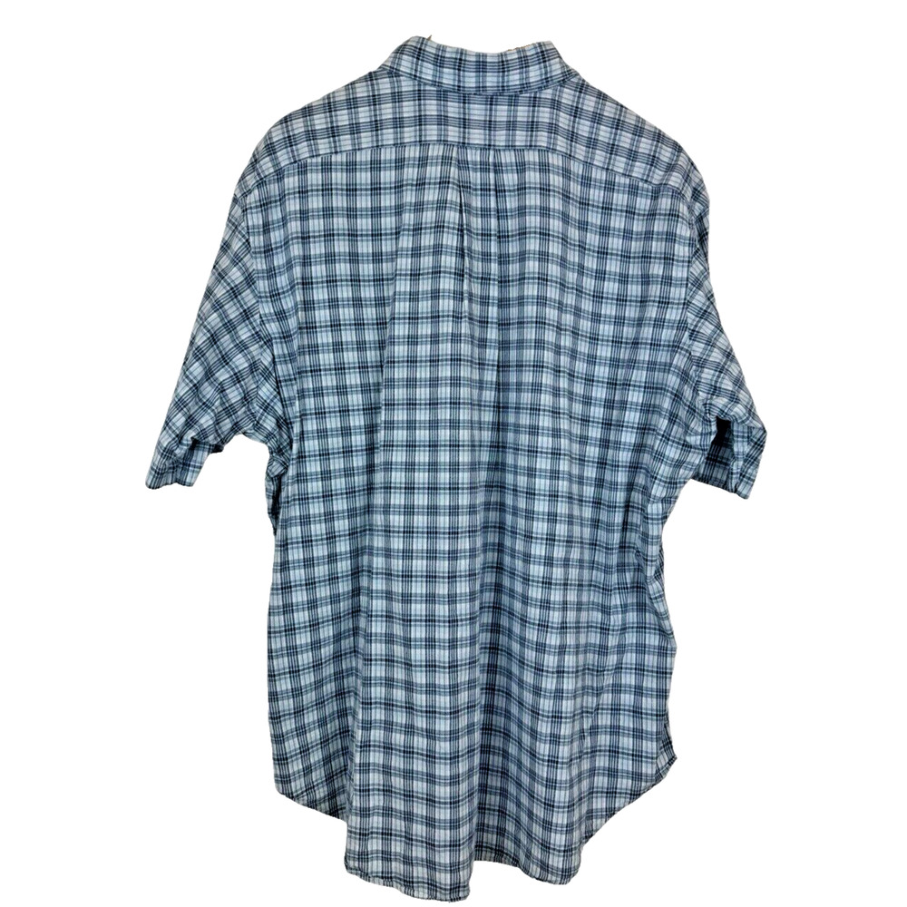 Ralph Lauren Classic Fit Shortsleeve Men's Size XL 100% Cotton Blue White Check - Picture 6 of 6